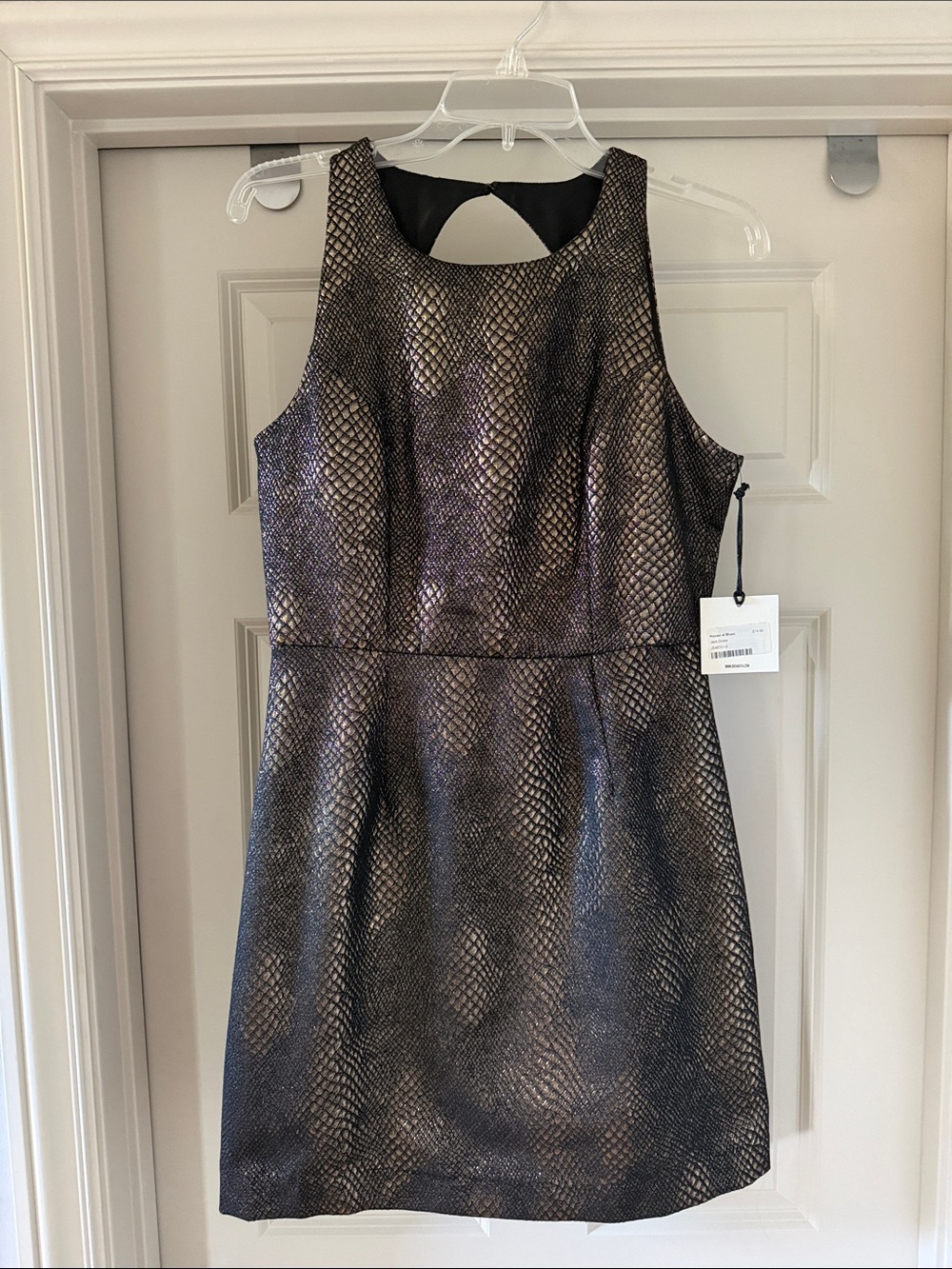 Jack Metallic Snake-Print Sleeveless Dress Black/Gold 6 NWT